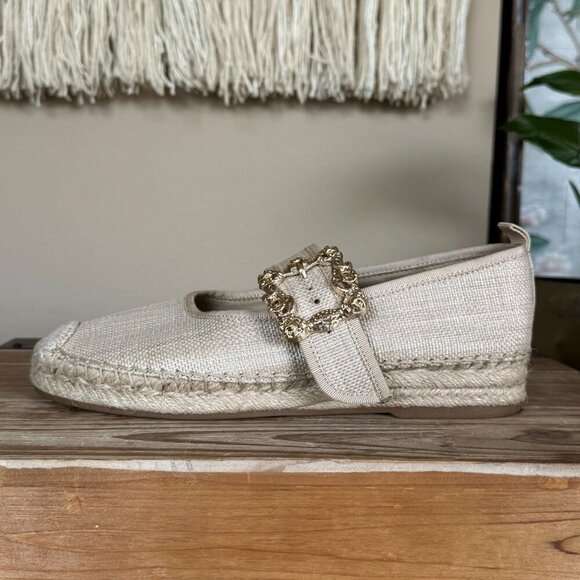 Sam Edelman Maddy Espadrille Mary Jane Light Natural Basket Weave Flats Size 8 - Picture 5 of 17